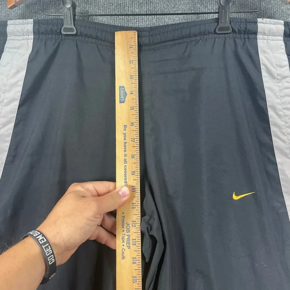 Nike Track Pants Men's Large Black/White Striped Zip Leg Lined Drawstring